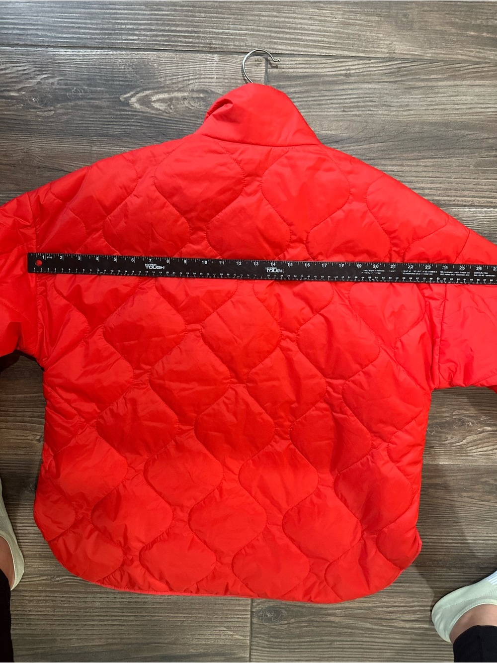 Quilted Oversized Packable Half Zip Pullover Jacket - Red Orange - Picture 10 of 16